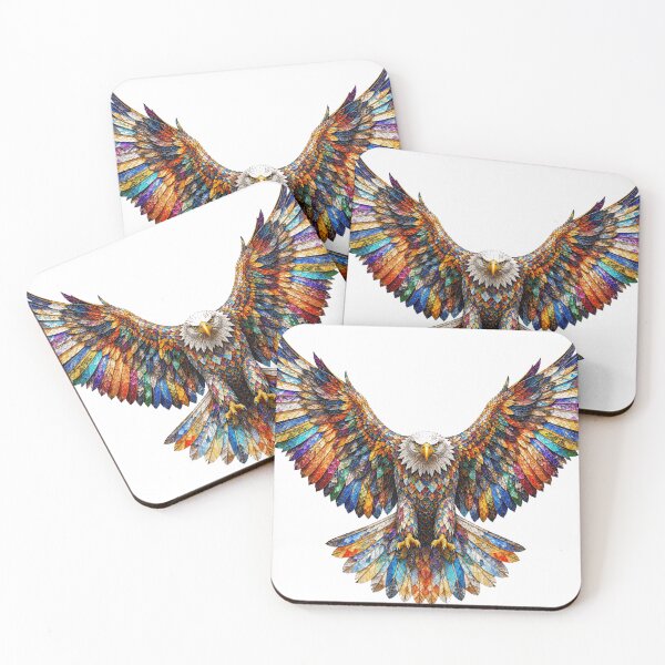 Item preview, Mosaic Eagle with Spread Wings Colorful Wildlife Art designed and sold by SmikiM.