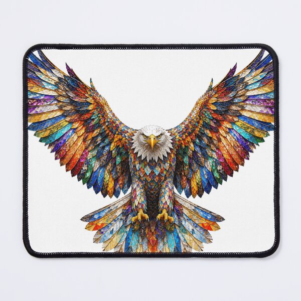 Item preview, Mosaic Eagle with Spread Wings Colorful Wildlife Art designed and sold by SmikiM.