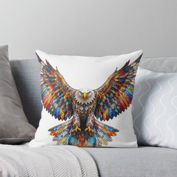 Item preview, Mosaic Eagle with Spread Wings Colorful Wildlife Art designed and sold by SmikiM.