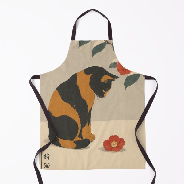 Item preview, Tortoiseshell Cat and Fallen Camellia — Neko Botanica No. 5 | Japanese Cat Woodblock designed and sold by Planthem.
