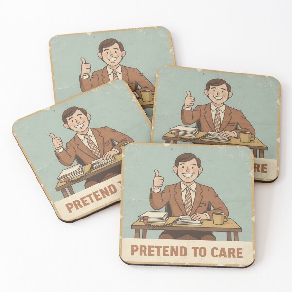 Item preview, Pretend to Care Retro Office Poster designed and sold by PictorialWhimsy.