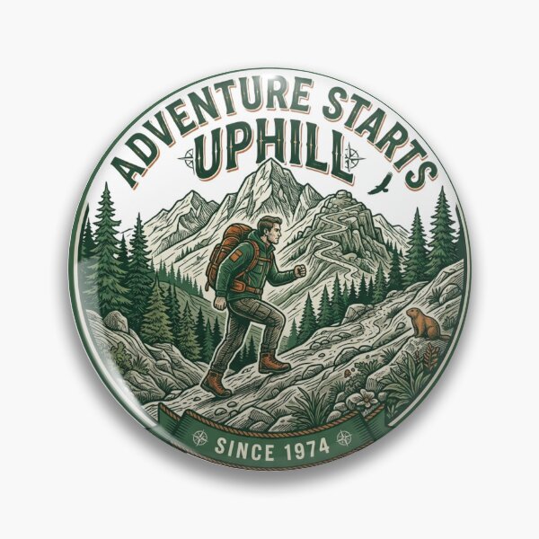 Item preview, Adventure Starts Uphill Hiking Design designed and sold by RunningWhiskers.