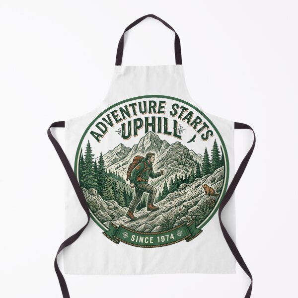 Item preview, Adventure Starts Uphill Hiking Design designed and sold by RunningWhiskers.