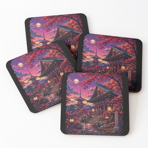 Item preview, Kyoto Midnight- Traditional Japanese Pagoda Temple and Autumn Maple Leaves designed and sold by W&RParadise.