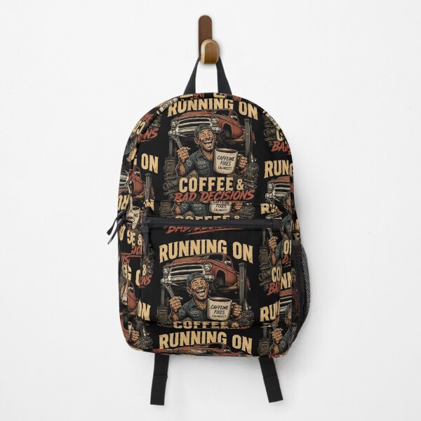 Item preview, Running on Caffeine Funny Vintage Mechanic Pickup Truck Retro Garage Cartoon Design designed and sold by thoughtswear.