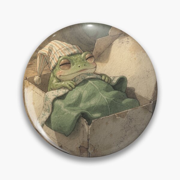 Item preview, Sleepy Frog Tucked in a Matchbox Bed designed and sold by PictorialWhimsy.
