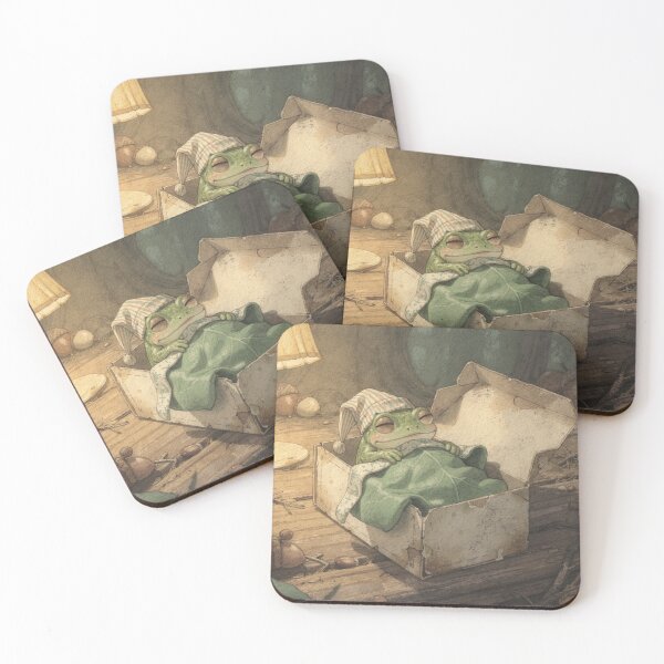 Item preview, Sleepy Frog Tucked in a Matchbox Bed designed and sold by PictorialWhimsy.