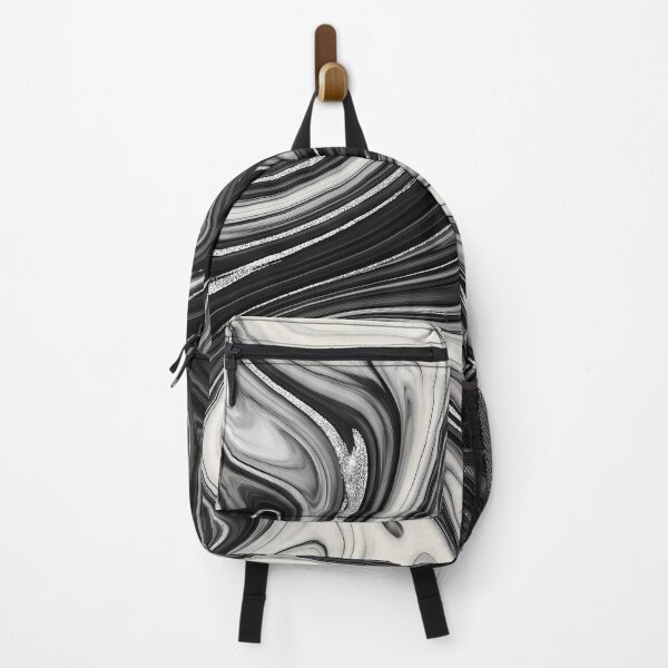 Item preview, Liquid Abstract in Black and Silver — Elegant Marble Art designed and sold by SeamPix.