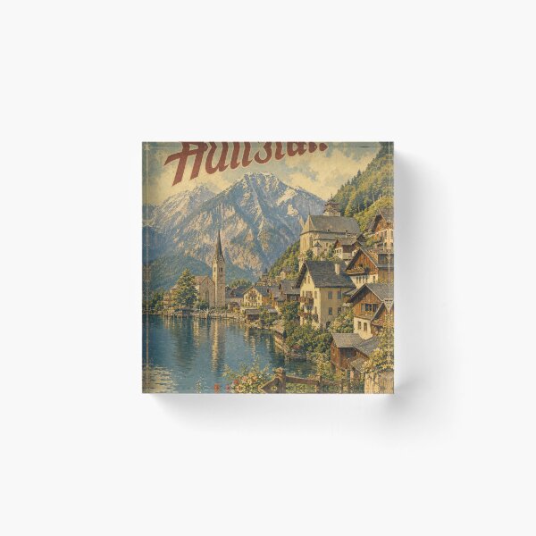 Item preview, Hallstatt Austria Travel Souvenir - Retro Illustration designed and sold by VisualArtsOasis.