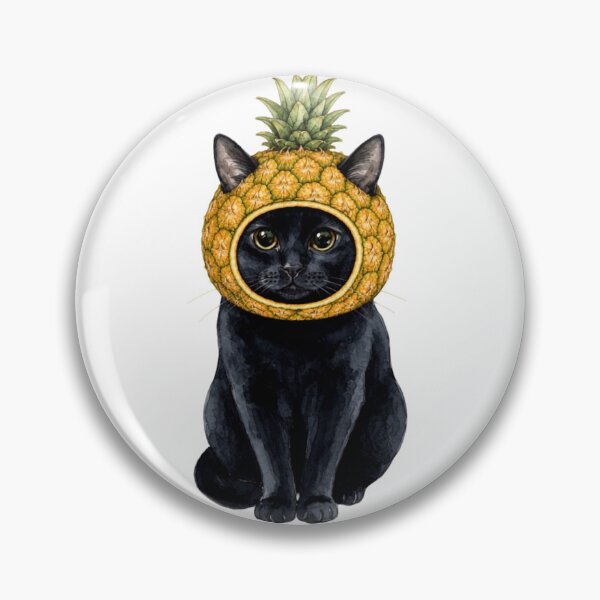 Item preview, Kawaii Fruit Kitty | Black Cat & Pineapple designed and sold by KittyClosetStore.