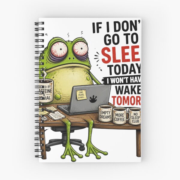 Item preview, If I Don't Go to Sleep Today Funny Tired Frog with Coffee Laptop designed and sold by Krystek-Studio .