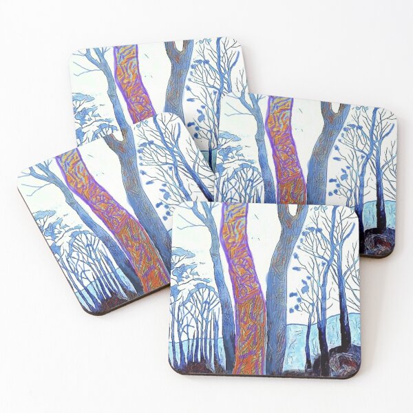 Item preview, Vibrant gum trees painting with bark patterns designed and sold by Fayes4Art.