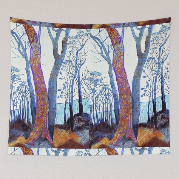 Item preview, Vibrant gum trees painting with bark patterns designed and sold by Fayes4Art.