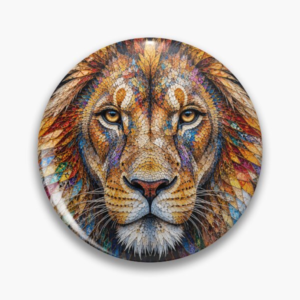 Item preview, Colorful Mosaic Lion Portrait – Majestic Wildlife Art designed and sold by SmikiM.