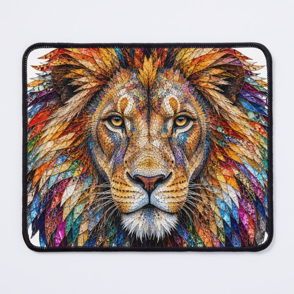 Item preview, Colorful Mosaic Lion Portrait – Majestic Wildlife Art designed and sold by SmikiM.