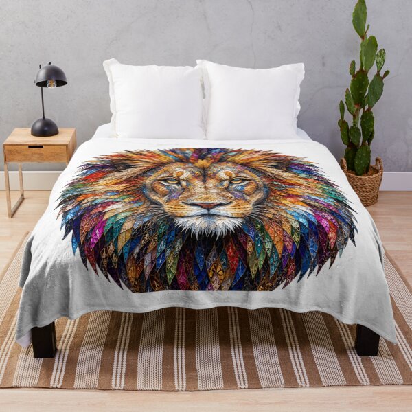 Item preview, Colorful Mosaic Lion Portrait – Majestic Wildlife Art designed and sold by SmikiM.