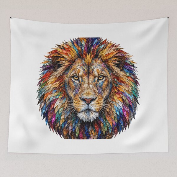 Item preview, Colorful Mosaic Lion Portrait – Majestic Wildlife Art designed and sold by SmikiM.