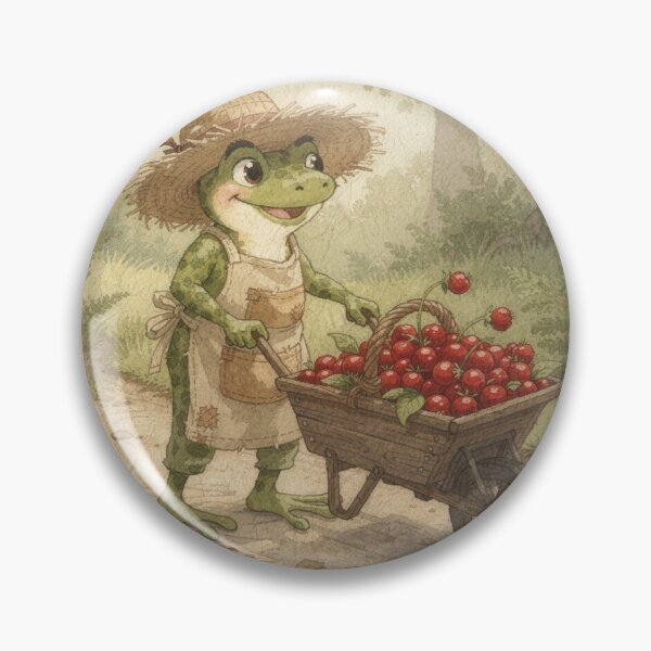 Item preview, Frog Gardener Hauling a Berry Harvest designed and sold by PictorialWhimsy.