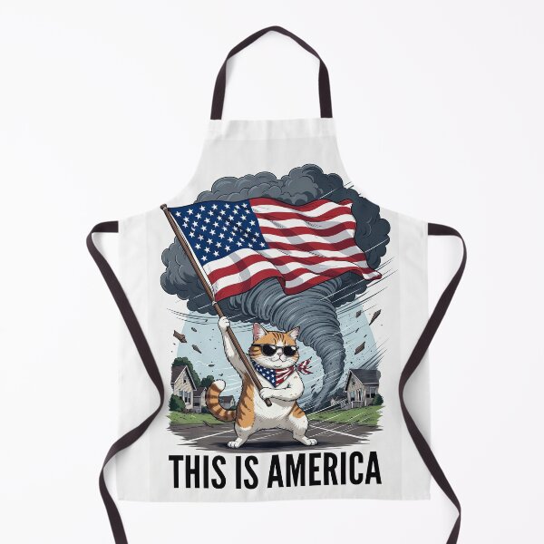 Item preview, Funny Cat This Is America Tornado Flag | Sarcastic Patriotic Meme Sticker designed and sold by Amber Sky Creations.