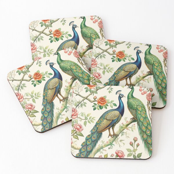 Item preview, Vintage Peacock Pair Art Print – Elegant Peacock Birds with Pink Roses, Cottagecore Botanical Wall Art, Romantic Floral Bird Decor, Victorian Garden Aesthetic designed and sold by RSDigitalPrintDesign.