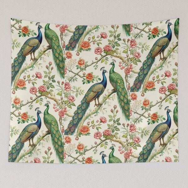Item preview, Vintage Peacock Pair Art Print – Elegant Peacock Birds with Pink Roses, Cottagecore Botanical Wall Art, Romantic Floral Bird Decor, Victorian Garden Aesthetic designed and sold by RSDigitalPrintDesign.