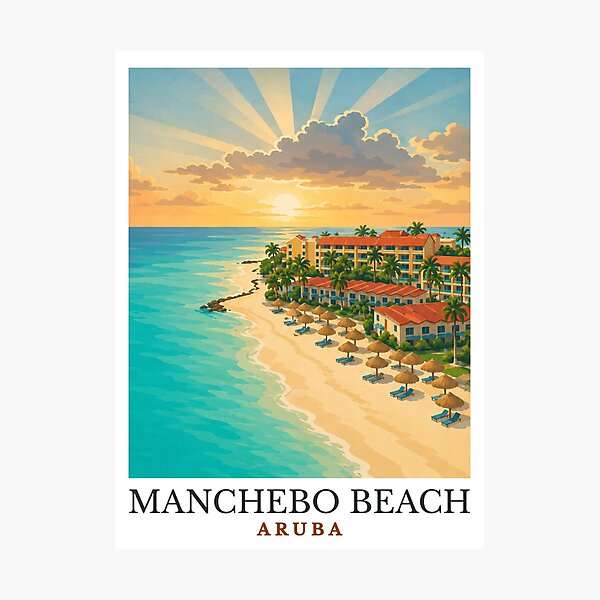 Item preview, Manchebo Beach - Aruba  designed and sold by GoodOldVintage.