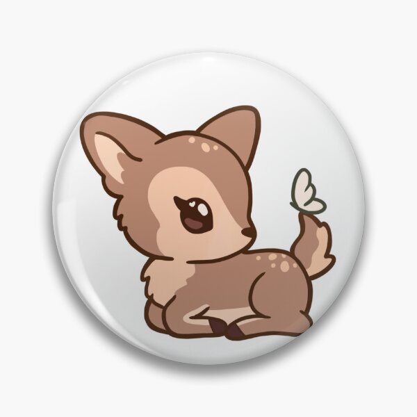 Artikelvorschau, Cute Baby Deer and Butterfly Illustration | Kawaii Fawn Sticker Art entworfen und verkauft von Mypixieart.