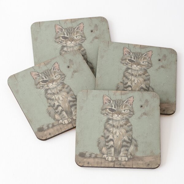 Item preview, One-Eyed Alley Cat Proud Scowl Folk Art designed and sold by PictorialWhimsy.