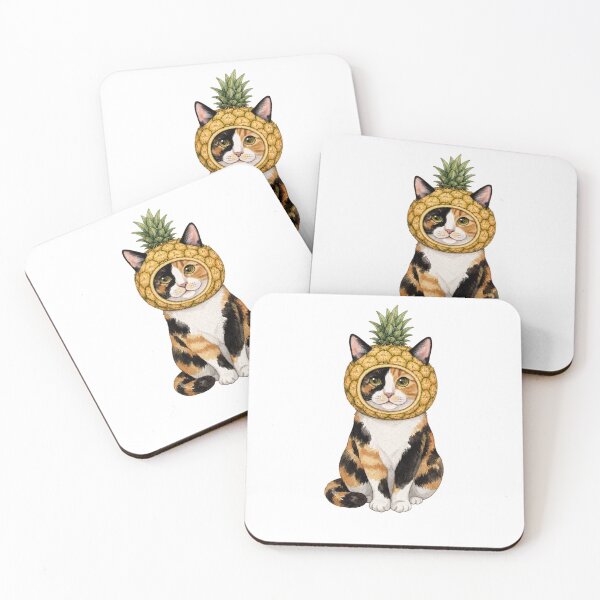 Item preview, Kawaii Fruit Kitty | Calico Cat & Pineapple designed and sold by KittyClosetStore.