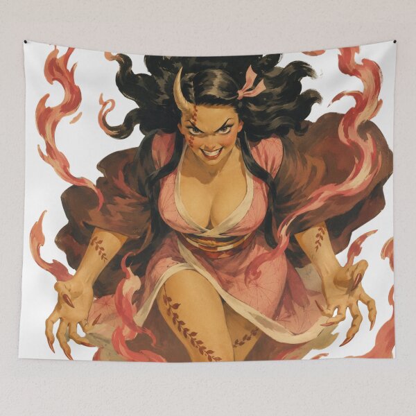 Item preview, Demon Hunter Oni Pin Up | Vintage Anime Inspired Warrior | Retro Pinup Art designed and sold by Cosplayvintage.