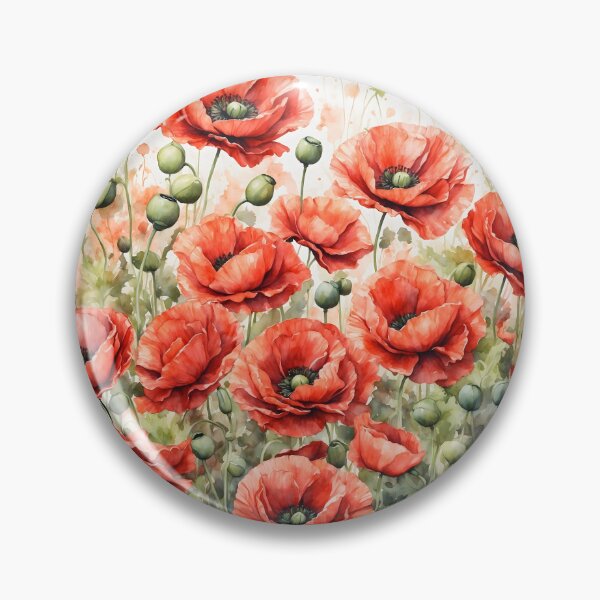 Item preview, Red Poppy Field Watercolor Painting designed and sold by RawNaturePrints.
