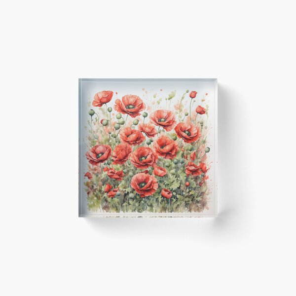 Item preview, Red Poppy Field Watercolor Painting designed and sold by RawNaturePrints.
