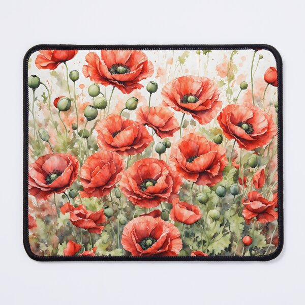 Item preview, Red Poppy Field Watercolor Painting designed and sold by RawNaturePrints.