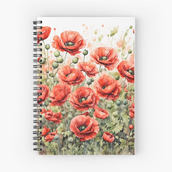 Item preview, Red Poppy Field Watercolor Painting designed and sold by RawNaturePrints.