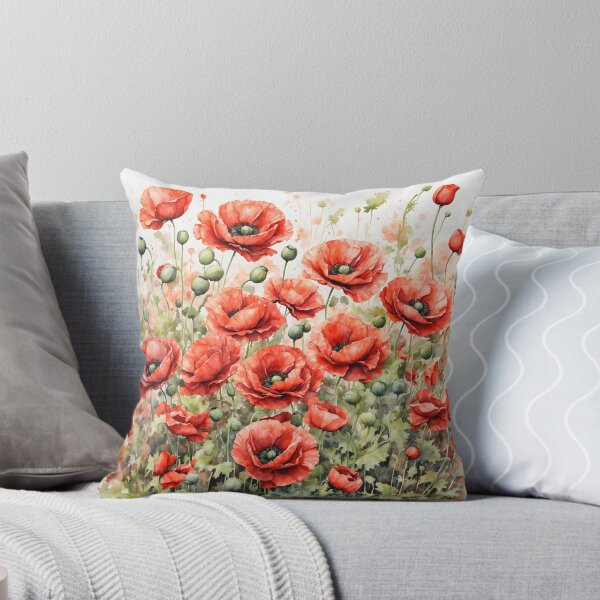 Item preview, Red Poppy Field Watercolor Painting designed and sold by RawNaturePrints.