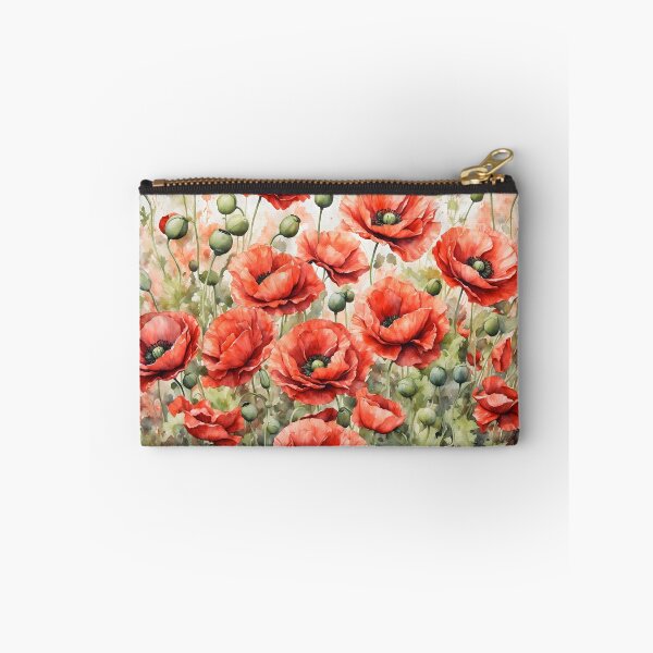 Item preview, Red Poppy Field Watercolor Painting designed and sold by RawNaturePrints.