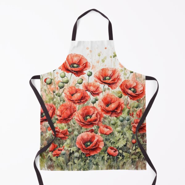 Item preview, Red Poppy Field Watercolor Painting designed and sold by RawNaturePrints.