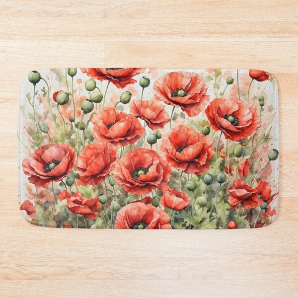 Item preview, Red Poppy Field Watercolor Painting designed and sold by RawNaturePrints.