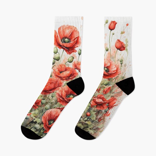 Item preview, Red Poppy Field Watercolor Painting designed and sold by RawNaturePrints.