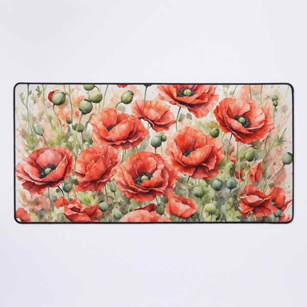 Item preview, Red Poppy Field Watercolor Painting designed and sold by RawNaturePrints.