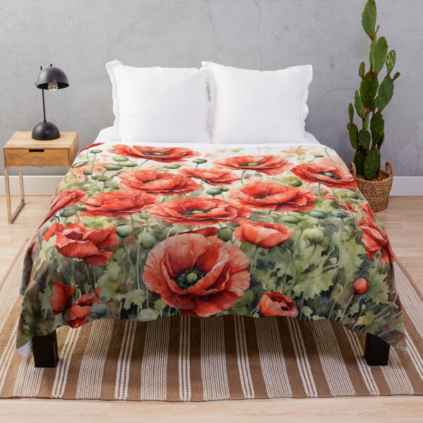 Item preview, Red Poppy Field Watercolor Painting designed and sold by RawNaturePrints.