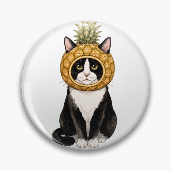 Item preview, Kawaii Fruit Kitty | Tuxedo Cat & Pineapple designed and sold by KittyClosetStore.