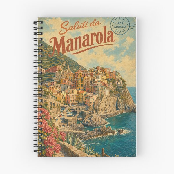 Item preview, Manarola Italy Travel Souvenir - Retro Illustration designed and sold by VisualArtsOasis.
