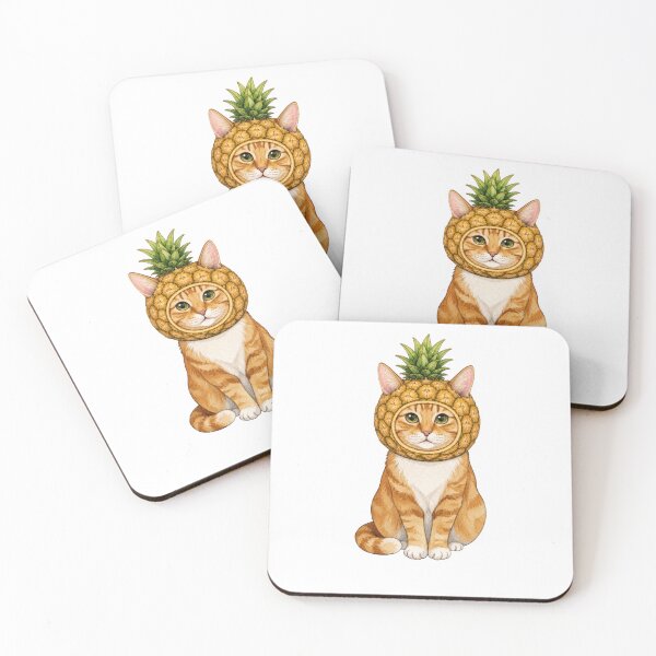 Item preview, Kawaii Fruit Kitty | Orange Tabby/Ginger Cat & Pineapple designed and sold by KittyClosetStore.