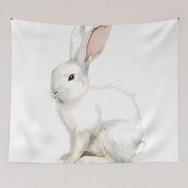 Item preview, White Rabbit Watercolor Painting designed and sold by RawNaturePrints.