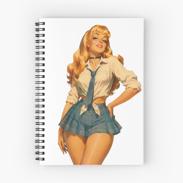 Item preview, Blonde Schoolgirl Pin Up | Vintage College Girl | Retro Pinup Original Art designed and sold by Cosplayvintage.