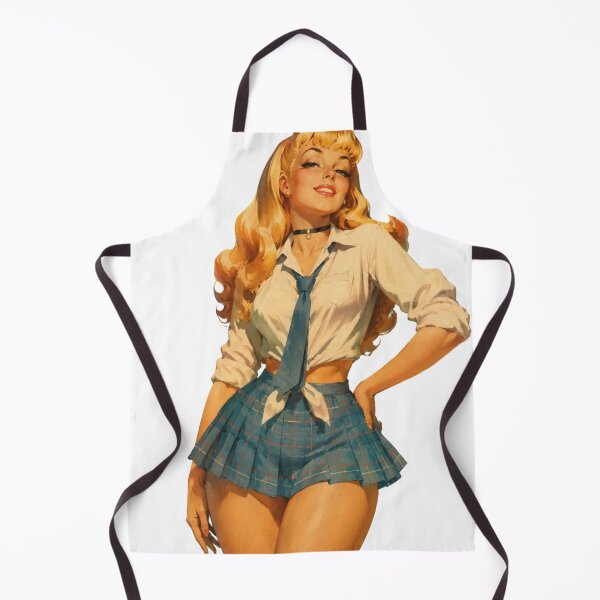 Item preview, Blonde Schoolgirl Pin Up | Vintage College Girl | Retro Pinup Original Art designed and sold by Cosplayvintage.