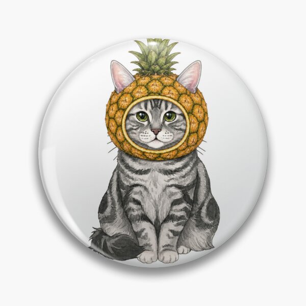Item preview, Kawaii Fruit Kitty | Silver Tabby Cat & Pineapple designed and sold by KittyClosetStore.