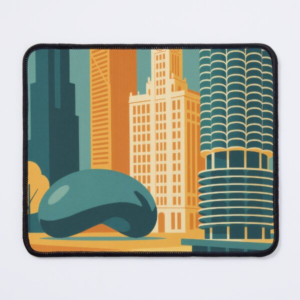 Item preview, Retro Pop Art Poster Illustration of Chicago | Bold Windy City Print with Willis Tower, Cloud Gate, Navy Pier & Chicago River | Vintage American Travel Wall Art Decor designed and sold by PaintedPixels01.