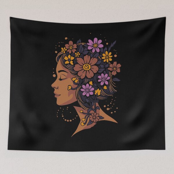 Item preview, Boho Floral Woman Portrait Vintage Botanical Art T-Shirt | Aesthetic Flower Girl Illustration designed and sold by phsycartwork.